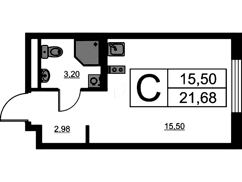 Квартира студия 21.68 м², 5/16 эт., ЖК «Avenue Apart Pulkovo»